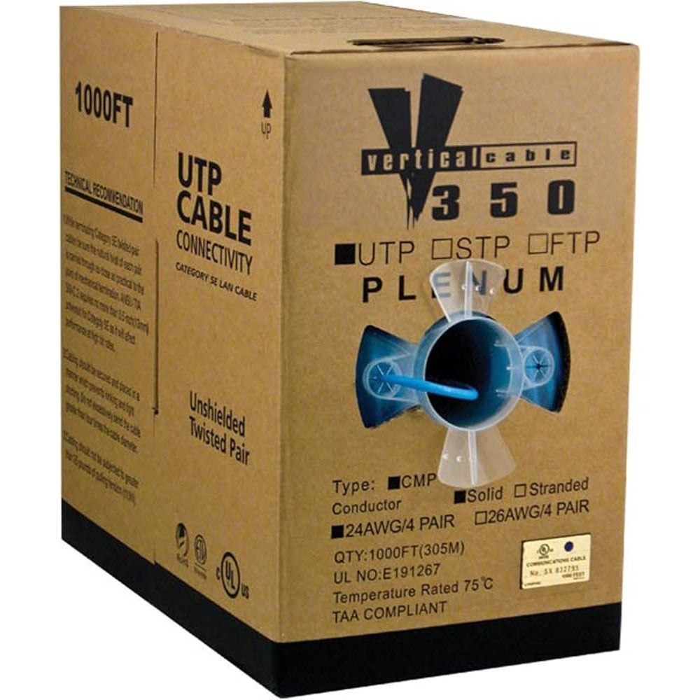Vertical Cable Unshielded Plenum Rated Cat5e 350-MHz 8-Conductor 4-Pair 24-gauge UTP Solid Bare Copper -1000' Pull Box