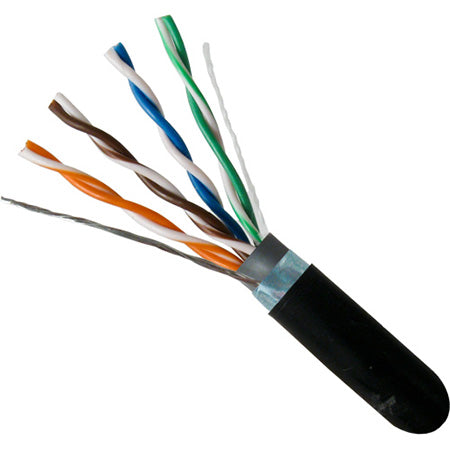 Vertical Cable Shielded UV Rated Direct Burial Dual Jacket Waterproof Cat5e 350-MHz 8-Conductor 4-Pair 24-gauge CMXT Solid Bare Copper -1000' Pull Box