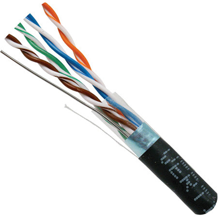 Vertical Cable Shielded UV Rated Cell Tower/Direct Burial Dual Jacket Cat5e 350-MHz 8-Conductor 4-Pair 24-gauge CWT Solid Bare Copper - 1000' Spool