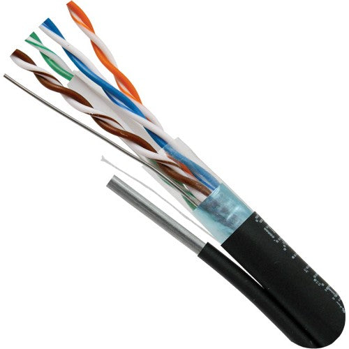 Vertical Cable Shielded Outdoor UV Rated Cat5e 350-MHz 8-Conductor 4-Pair 24-gauge CMX Solid Bare Copper with Messenger - 1000' Spool