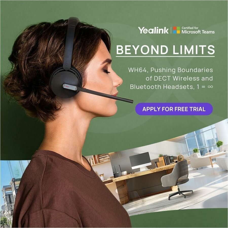 Yealink WH64 Workstation with DECT Wireless Mono Headset