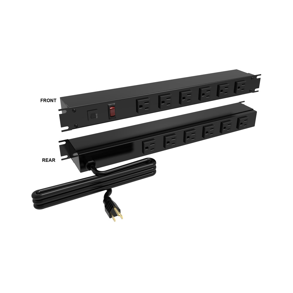 Hammond Manufacturing 15-amp Horizontal Rackmount 8 Outlet on Back Strip with 6' Cord - Iluminated Light Only