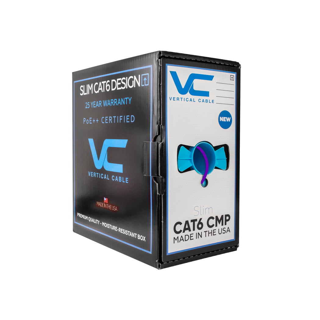 Vertical Cable 166 Series Cat6 Plenum 23-gauge 8-conductor UTP Solid Bare Copper CMP Rated 550-MHz Data Cable - 1000' Pull Box