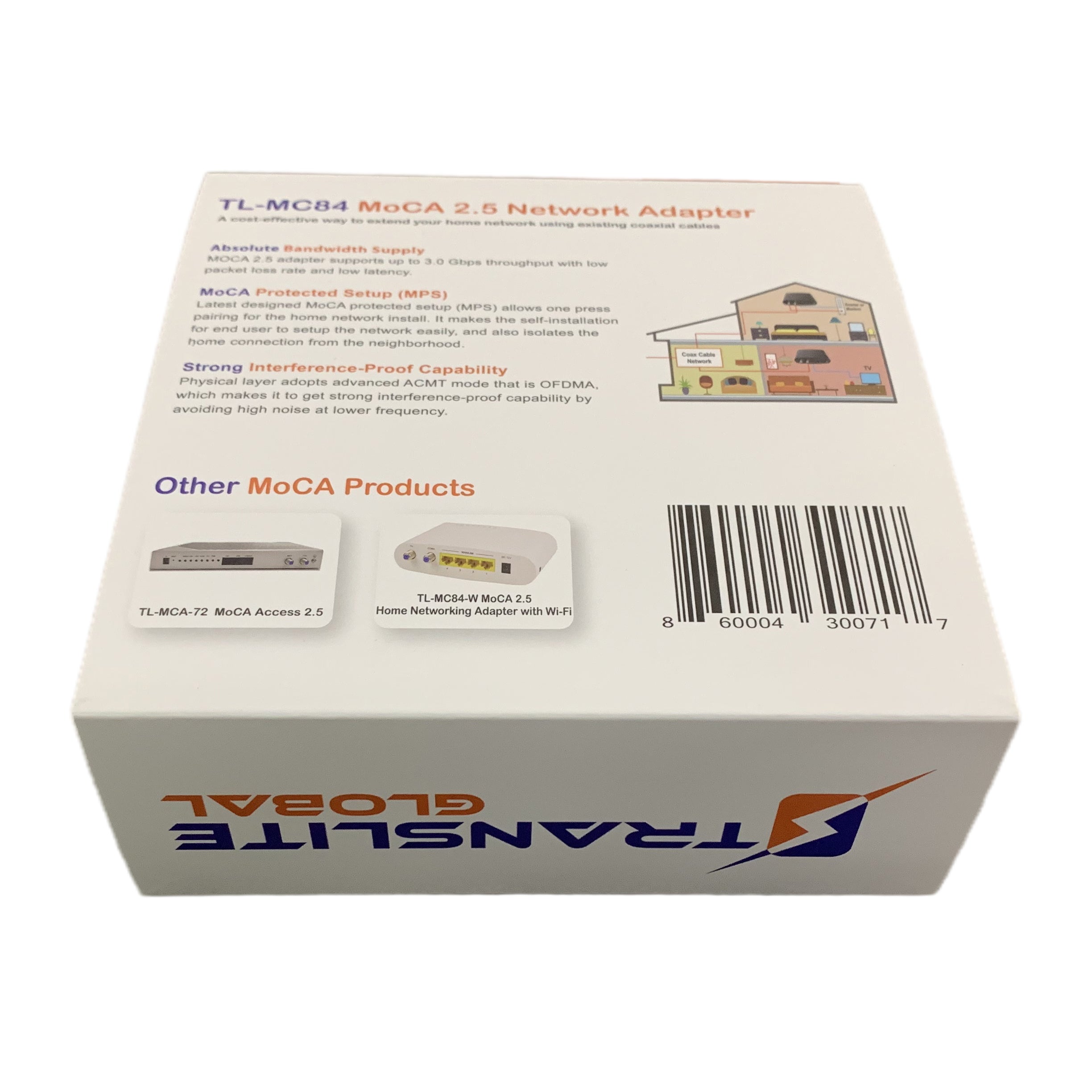 Translite Global MoCA 2.5 Ethernet Over Coaxial Network Adapter