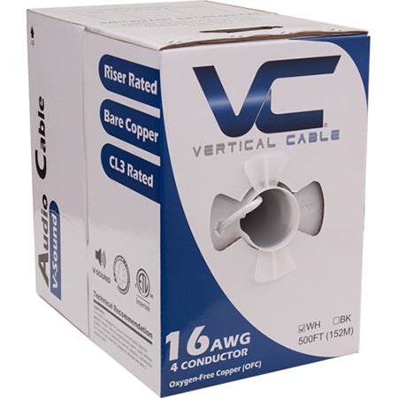 Vertical Cable 16-gauge 4-conductor Stranded In-Wall Speaker Cable -500' Pull Box