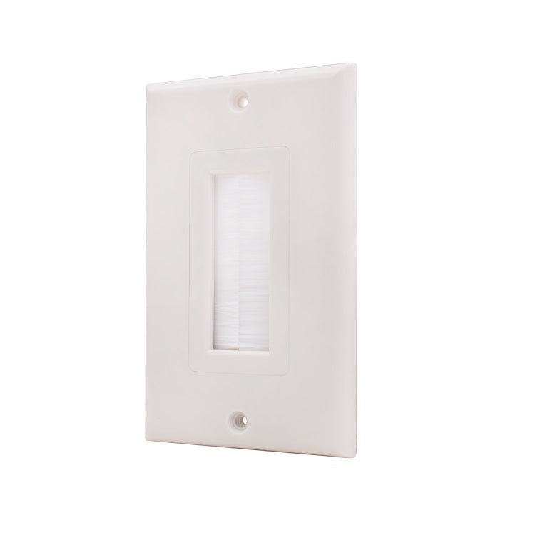 Vertical Cable Brush Type Decora Style Sing Gang Feedthrough Wall Plate