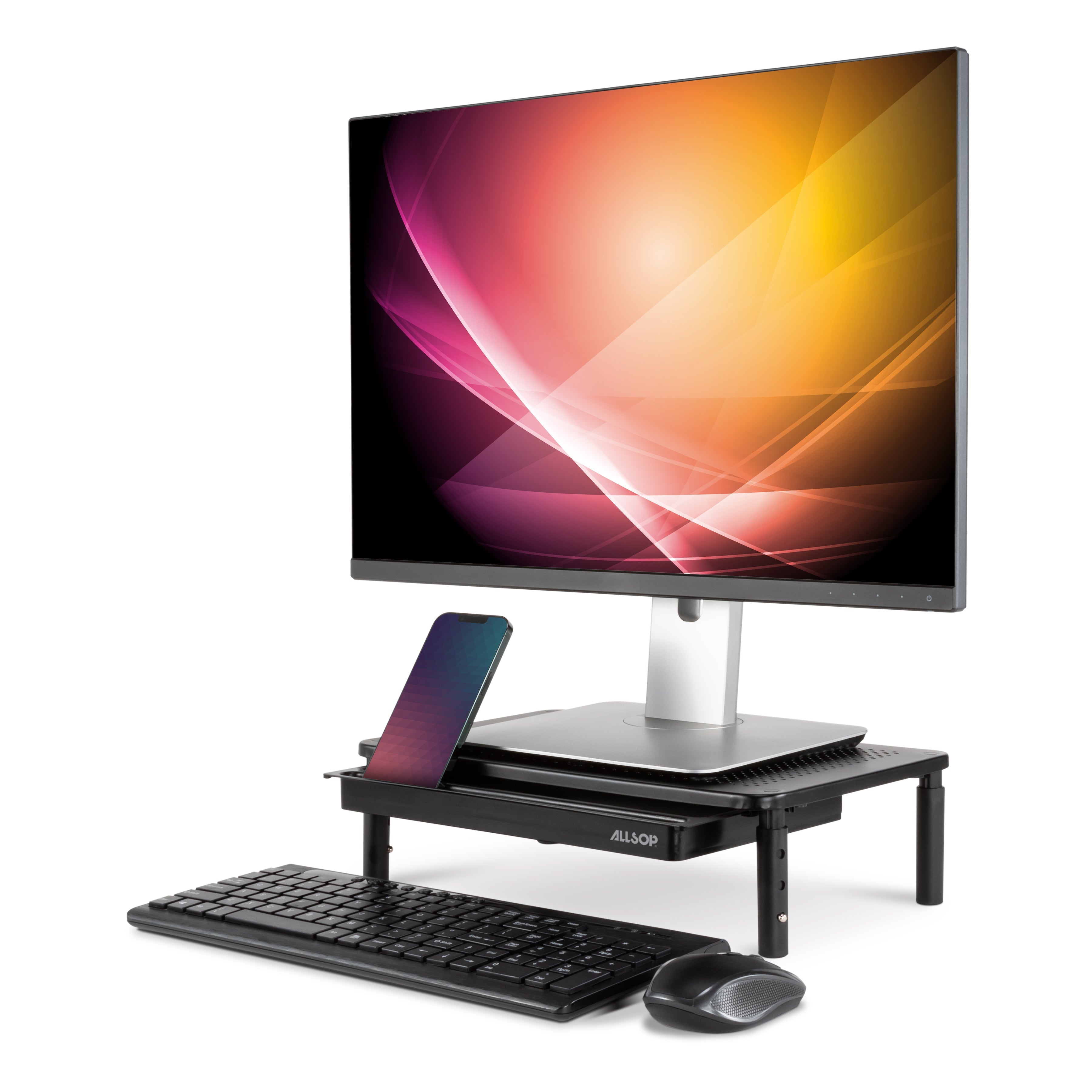 Allsop Metal Art Tri-Level Adjustable Height Monitor Stand