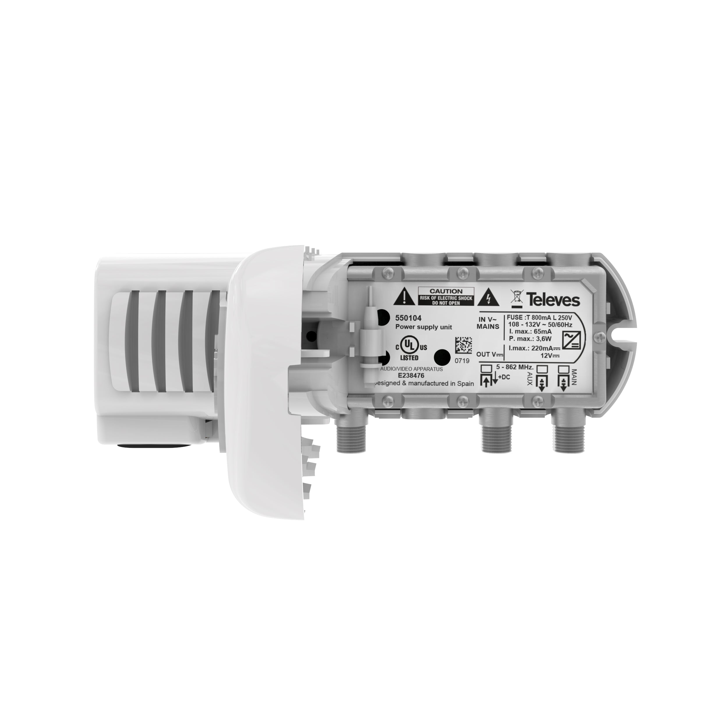 Televes T-Force LowVHF/HighVHF/UHF 22-dB Mast-Mounted Antenna Preamplifier