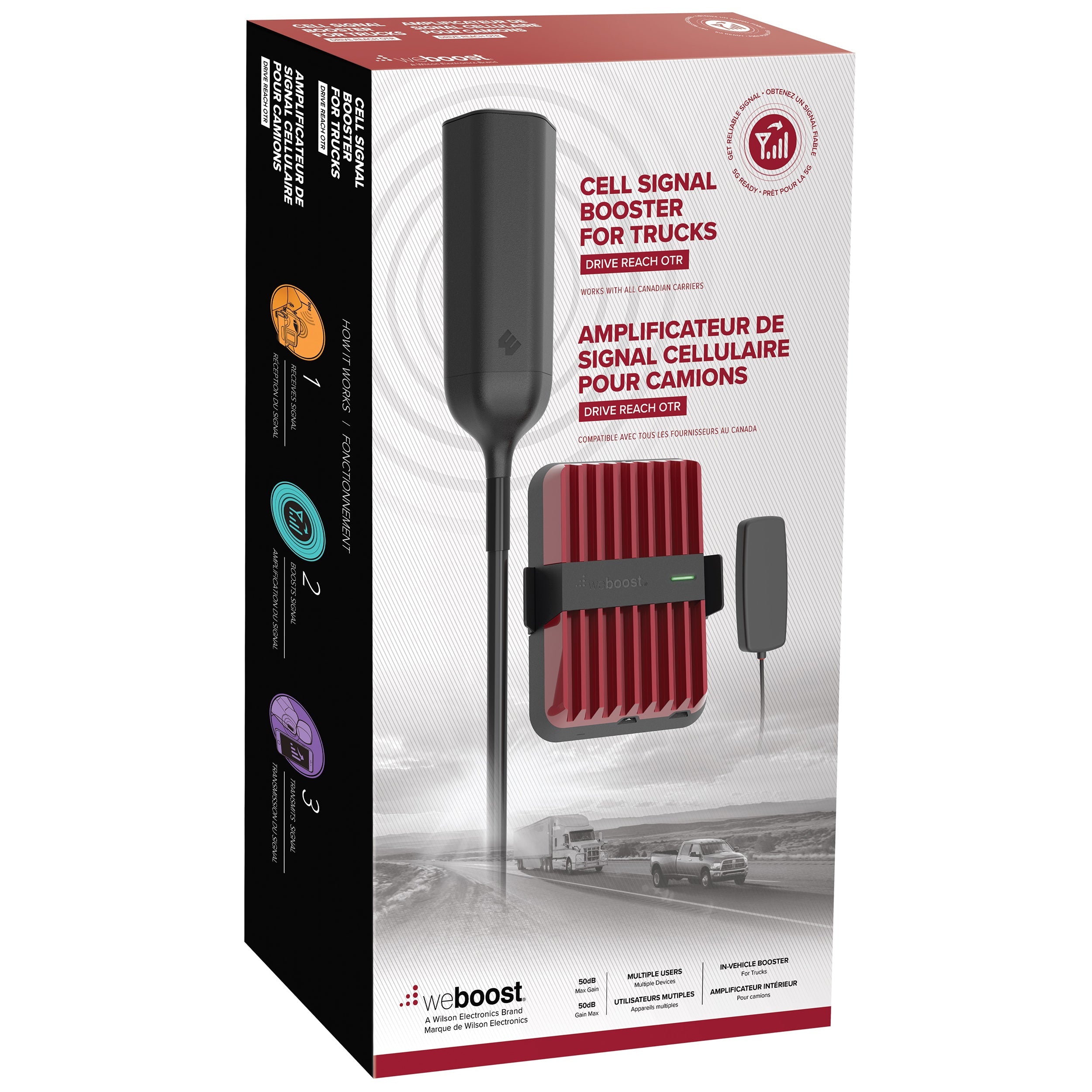 weBoost Drive Reach OTR Cell Phone Signal Booster Kit