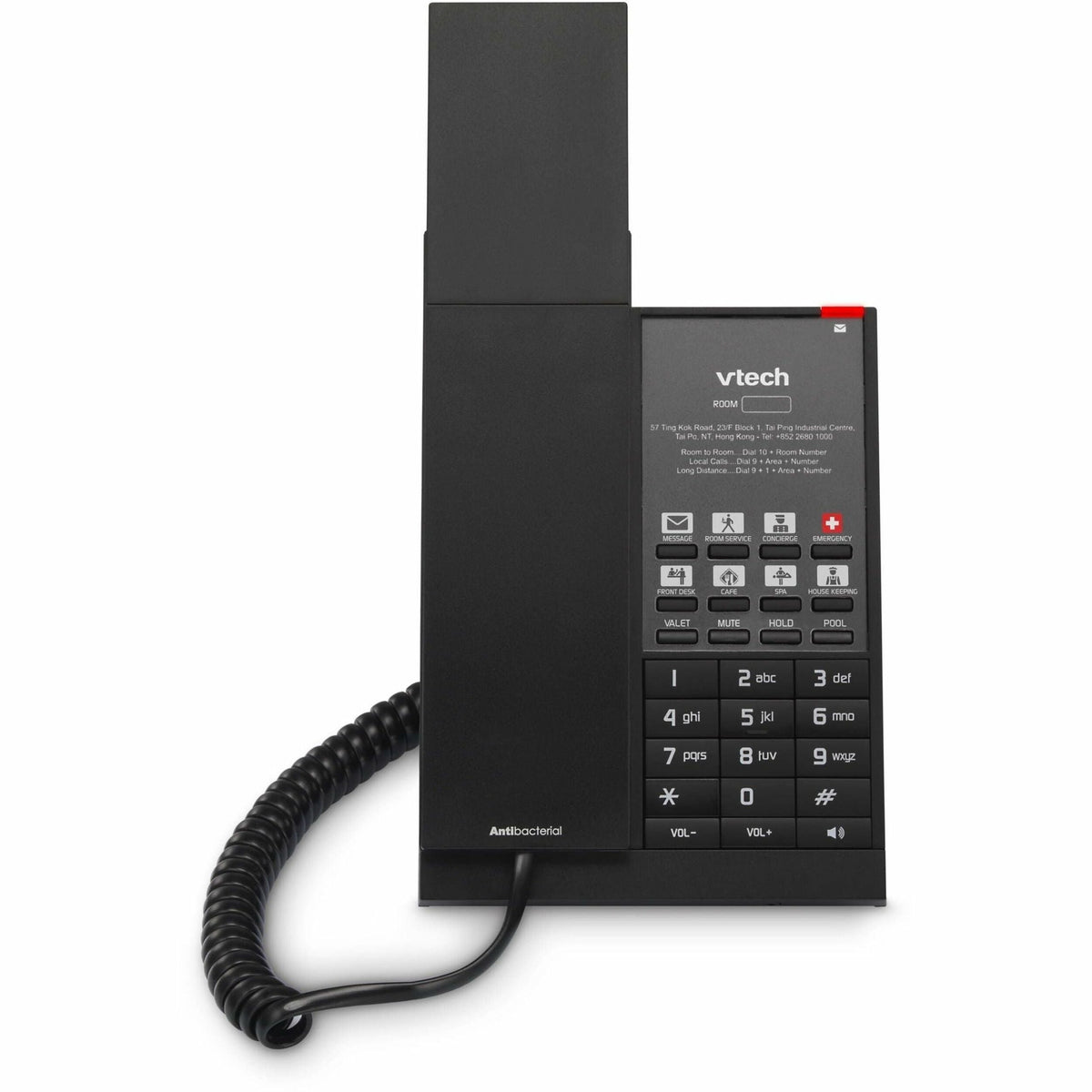 VTECH Hospitality NG-S3211 1-Line SIP Corded Phone, 10 Programmable Speed Dials (2 fixed)- Matte Black