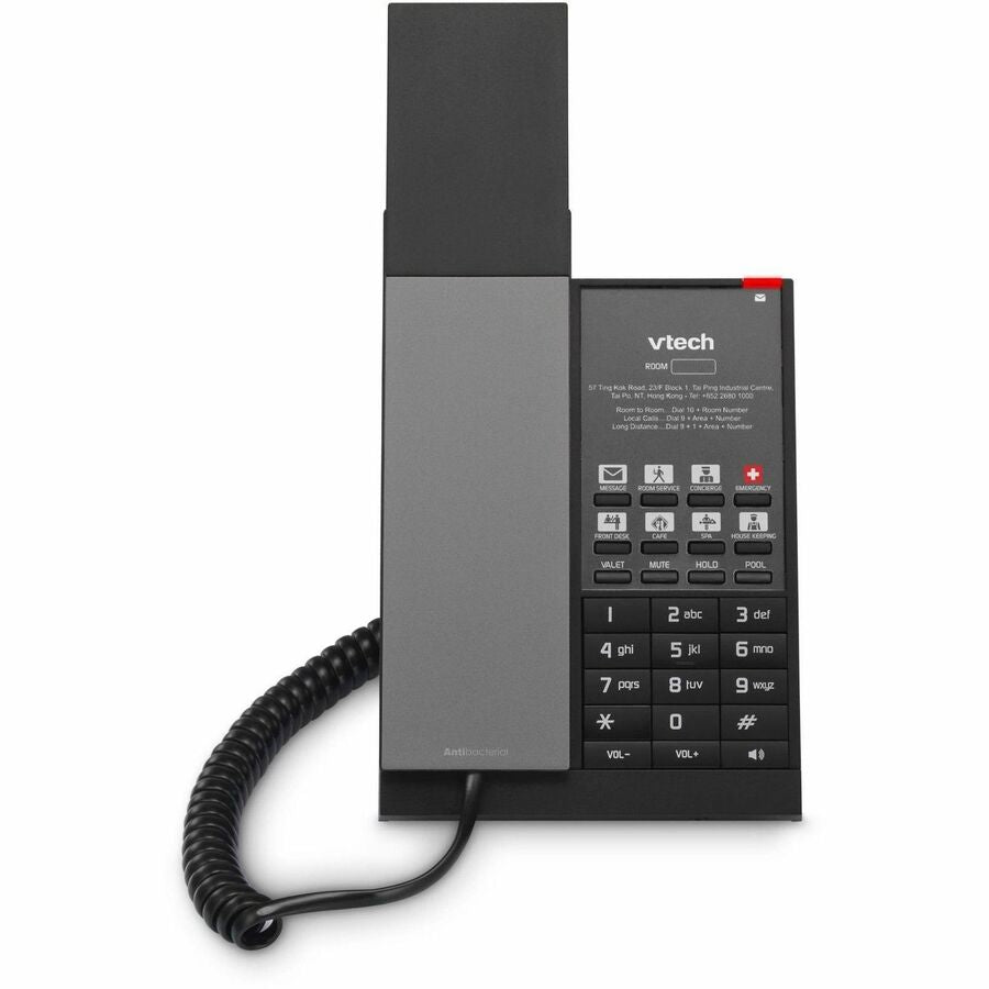 VTECH Hospitality NG-S3211 1-Line SIP Corded Phone, 10 Programmable Speed Dials (2 fixed)- Gun Metal & Black