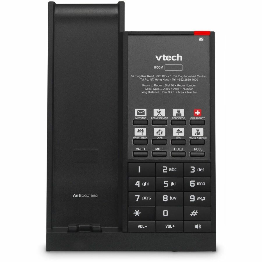 VTECH Hospitality NG-S3211 1-Line SIP Corded Phone, 10 Programmable Speed Dials (2 fixed)- Gun Metal & Black