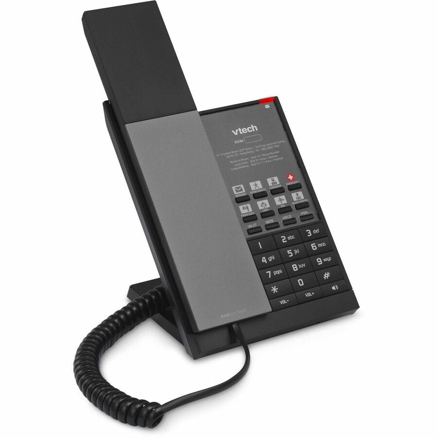 VTECH Hospitality NG-S3211 1-Line SIP Corded Phone, 10 Programmable Speed Dials (2 fixed)- Gun Metal & Black