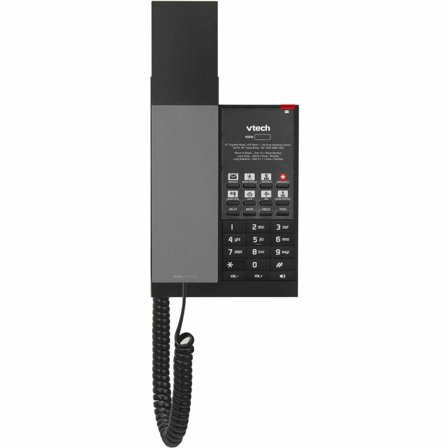 VTECH Hospitality NG-S3211 1-Line SIP Corded Phone, 10 Programmable Speed Dials (2 fixed)- Gun Metal & Black