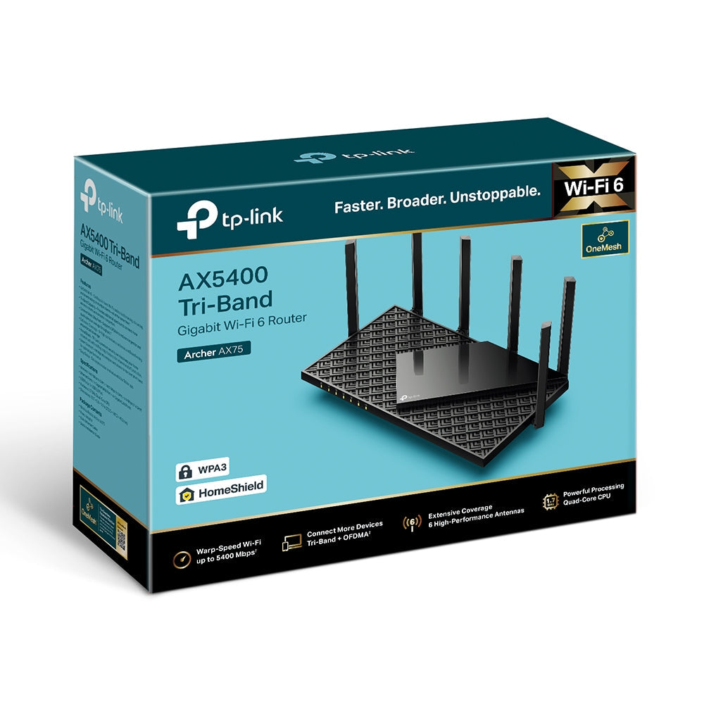TP-Link Archer AXE75 AXE5400 Tri-Band Gigabit Wi-Fi 6E Router