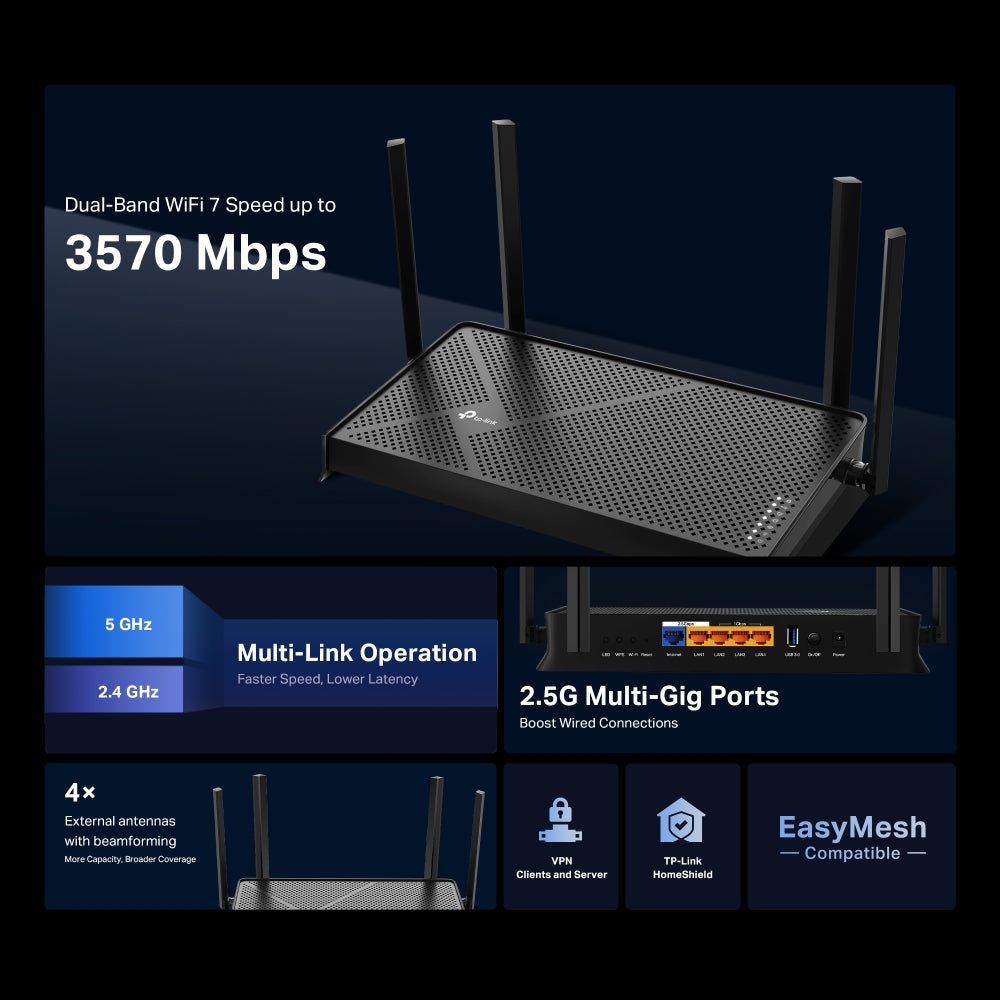 TP-Link Archer BE3600 Dual-Band Wi-Fi 7 Router