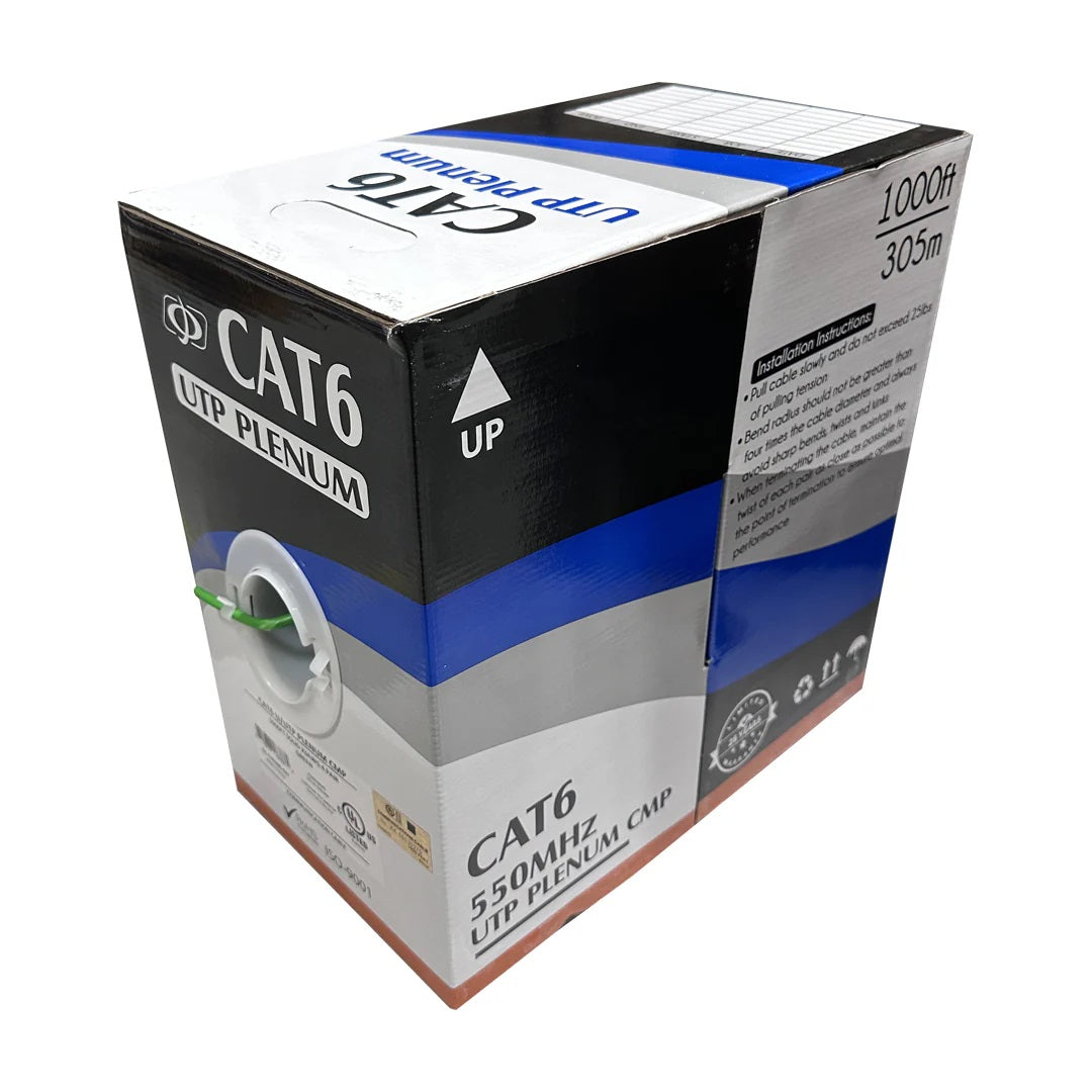 Infinite Cables CAT6 4-Pair Solid U/UTP 550-Mhz 23-Gauge CMP Plenum Bulk Cable - 1000' Pull Box