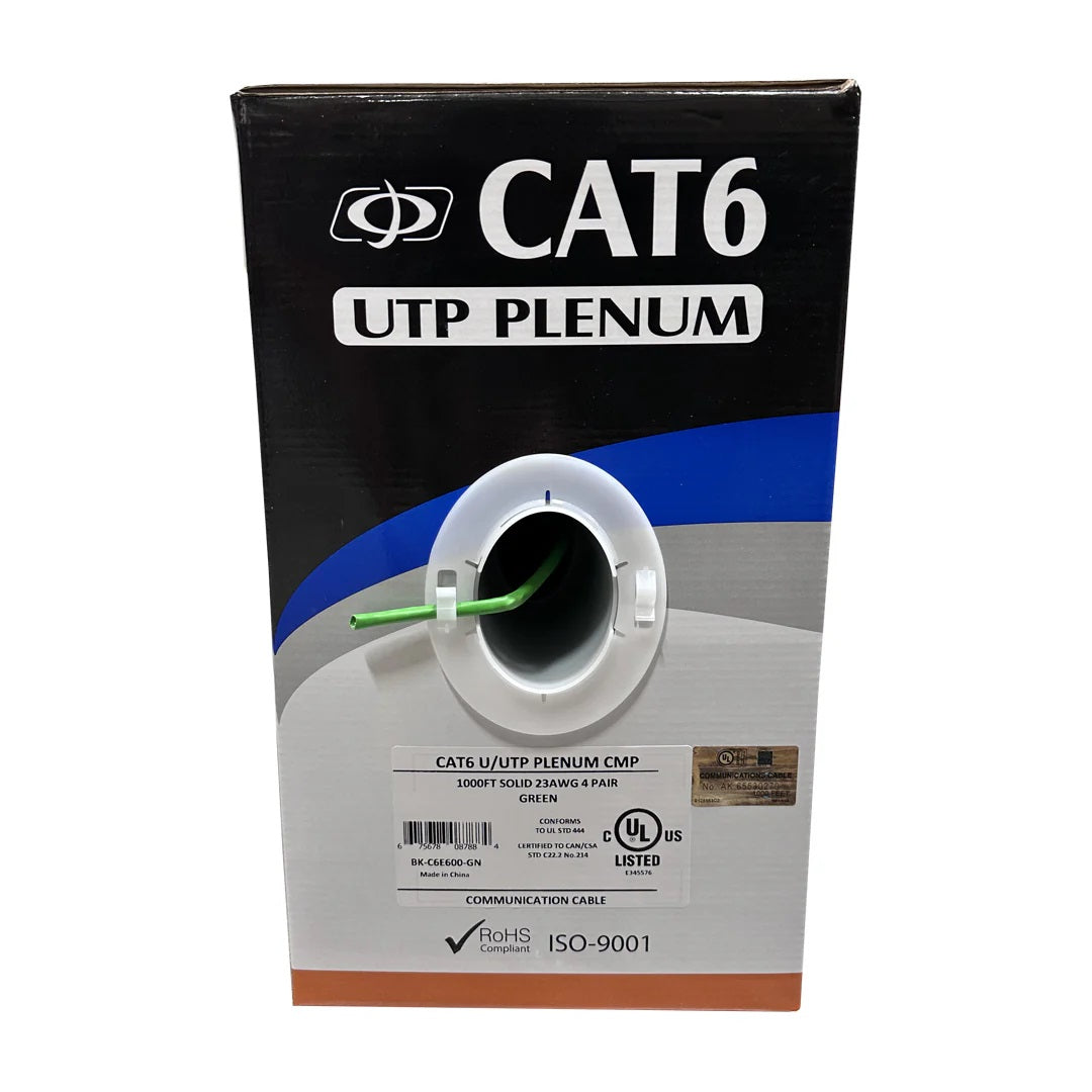 Infinite Cables CAT6 4-Pair Solid U/UTP 550-Mhz 23-Gauge CMP Plenum Bulk Cable - 1000' Pull Box