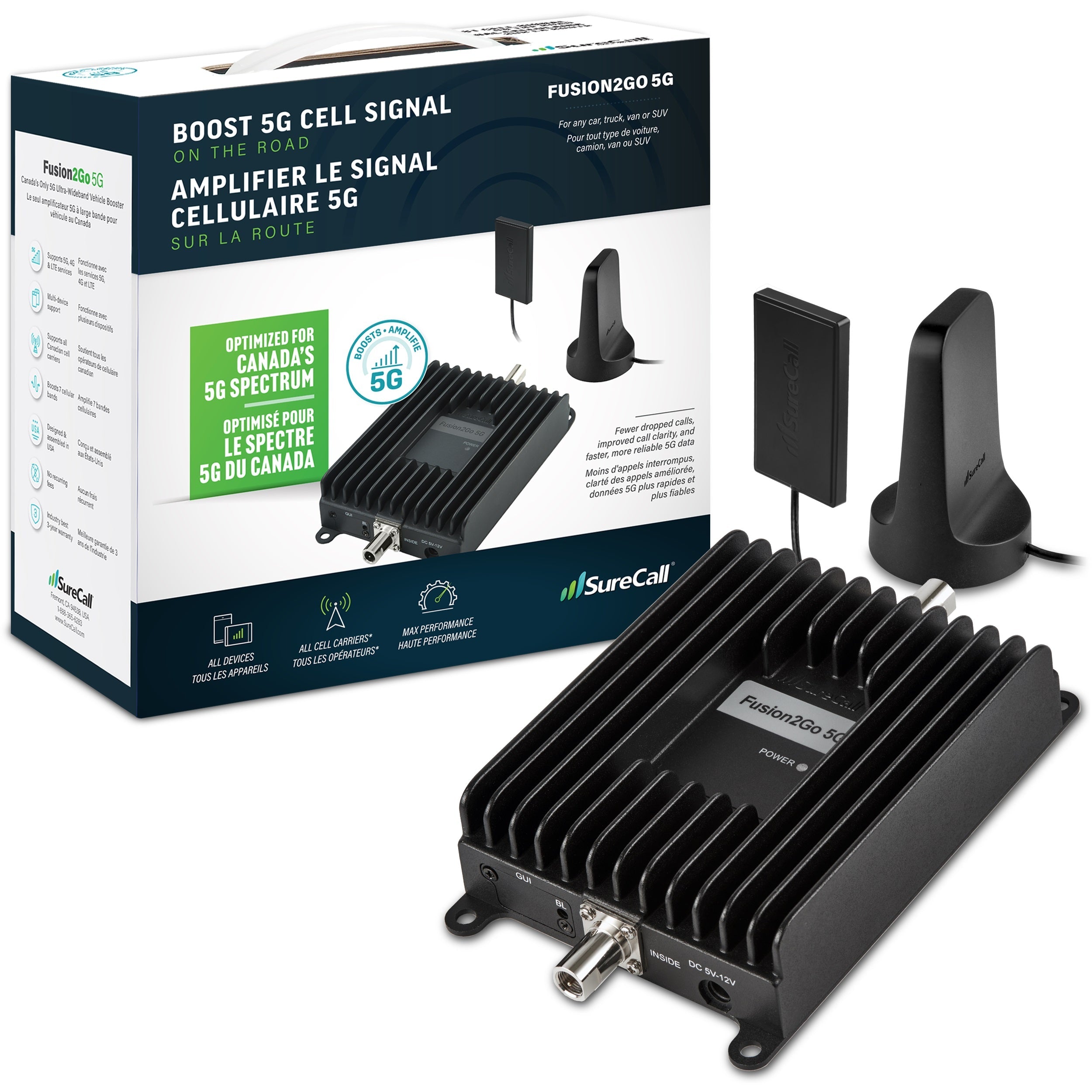 SureCall Fusion2Go 5G High-Performance Vehicle Phone Signal Booster