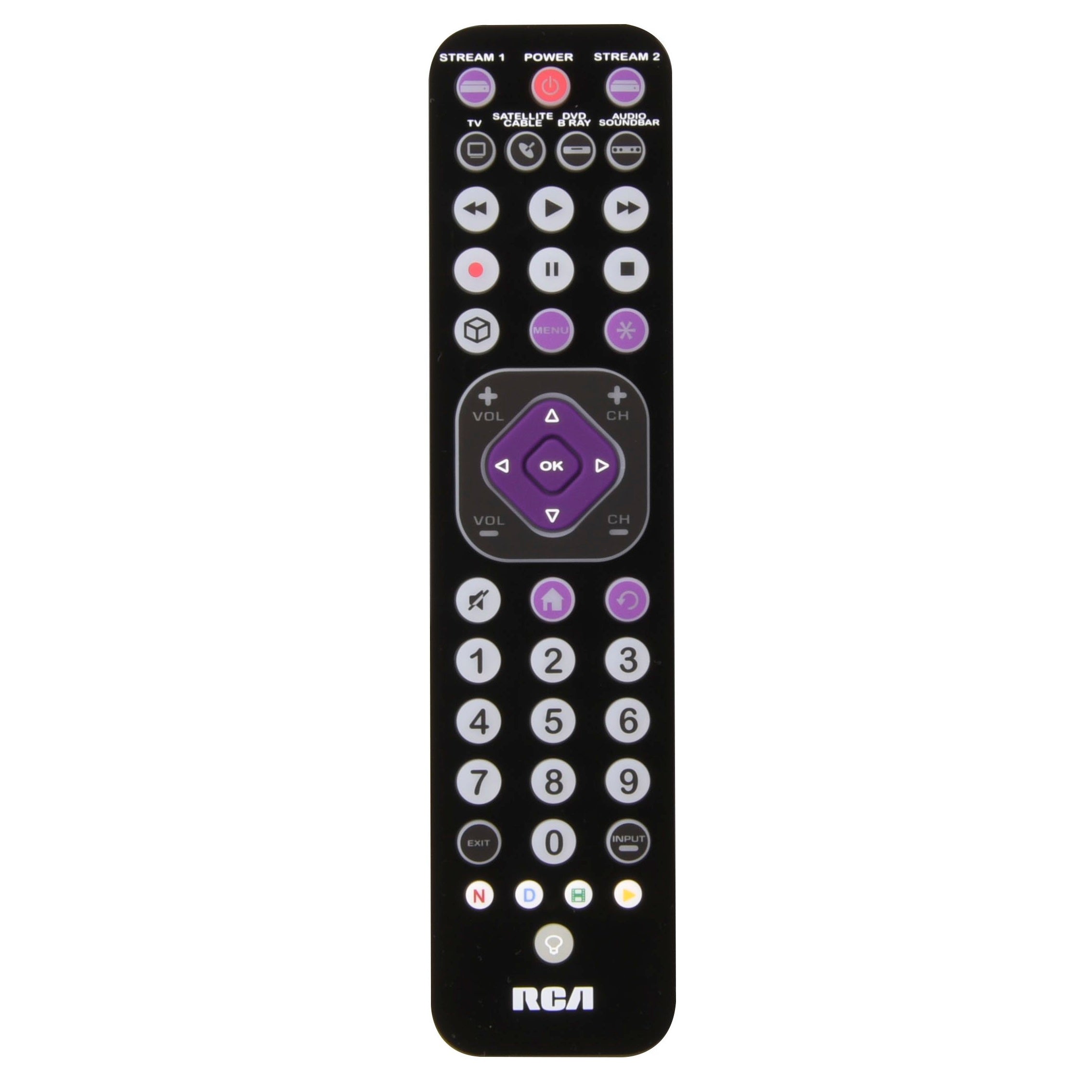 RCA Rechargeable Ultra-Thin Streaming Universal Remote Control