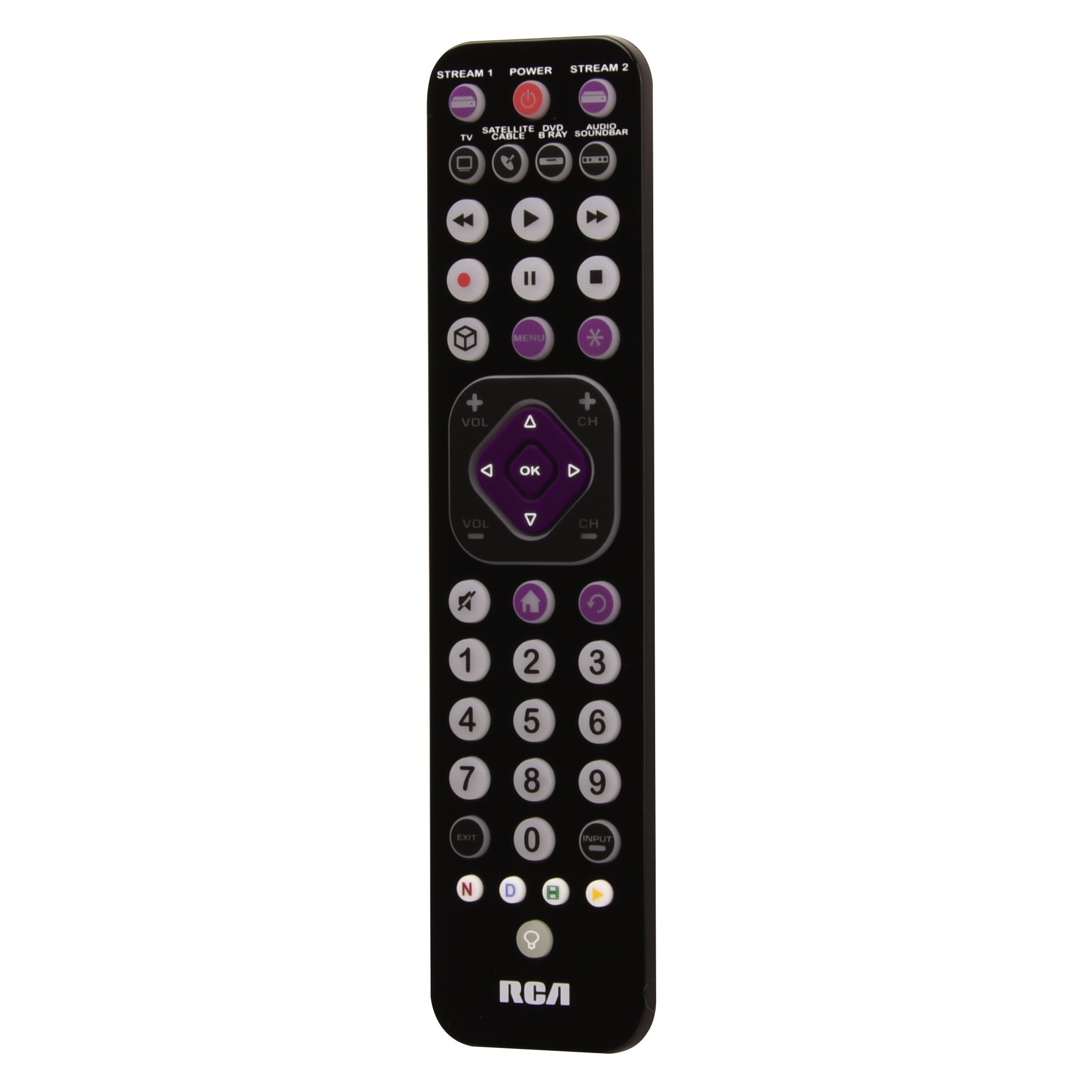 RCA Rechargeable Ultra-Thin Streaming Universal Remote Control
