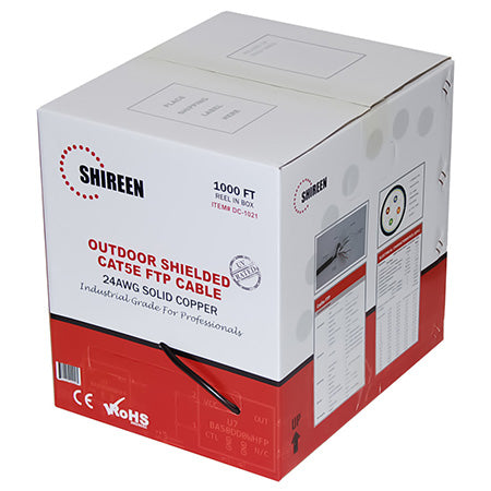 Shireen Shielded Outdoor CAT5e 8-Conductor 4-Pair 24-gauge Solid Bare Copper - 304.8-meter (1000')