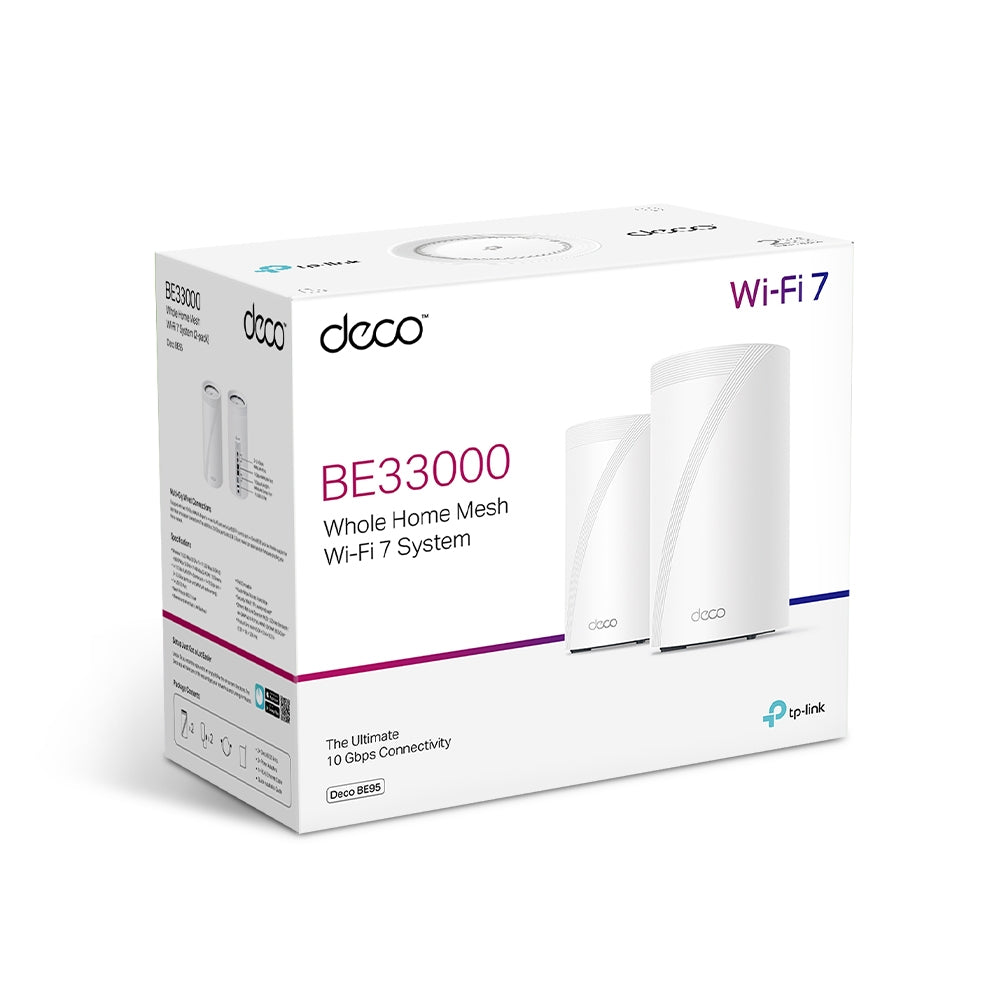 TP-Link Deco BE95 BE33000 Quad-Band Whole Home Mesh Wi-Fi 7 System