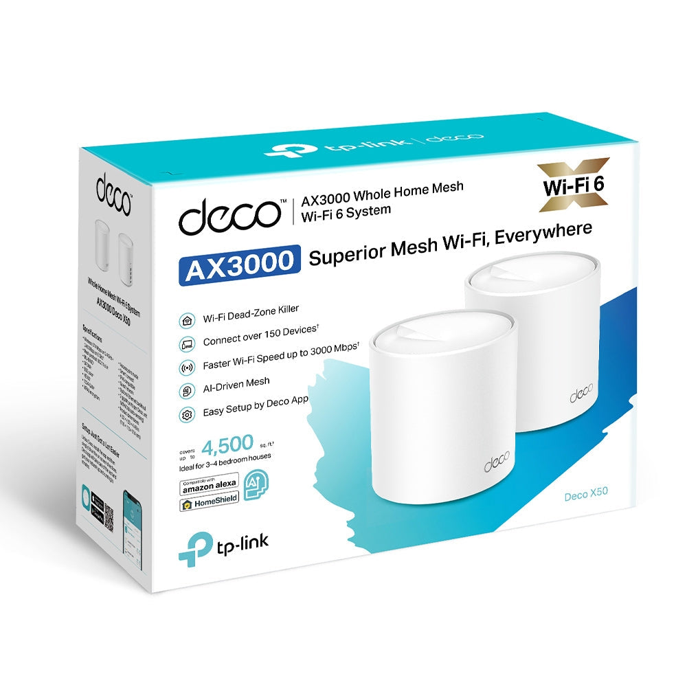 TP-Link Deco X50 AX3000 Whole Home Mesh Wi-Fi 6 System Dual Band IoT Smart Hub Router