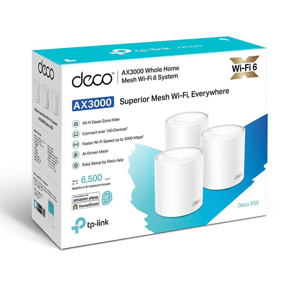 TP-Link Deco X50 AX3000 Whole Home Mesh Wi-Fi 6 System Dual Band IoT Smart Hub Router
