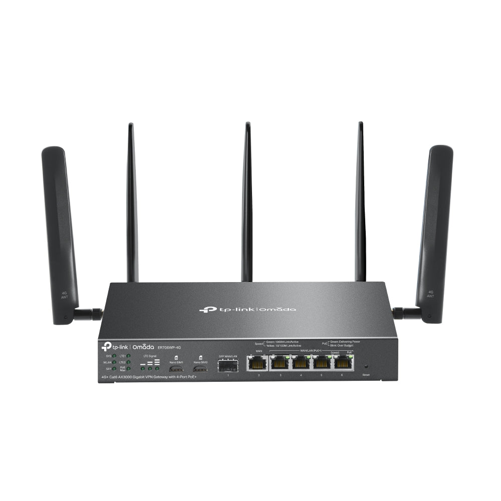 TP-Link Omada 4G+ Cat6 AX3000 Gigabit VPN Gateway with 4-Port PoE+