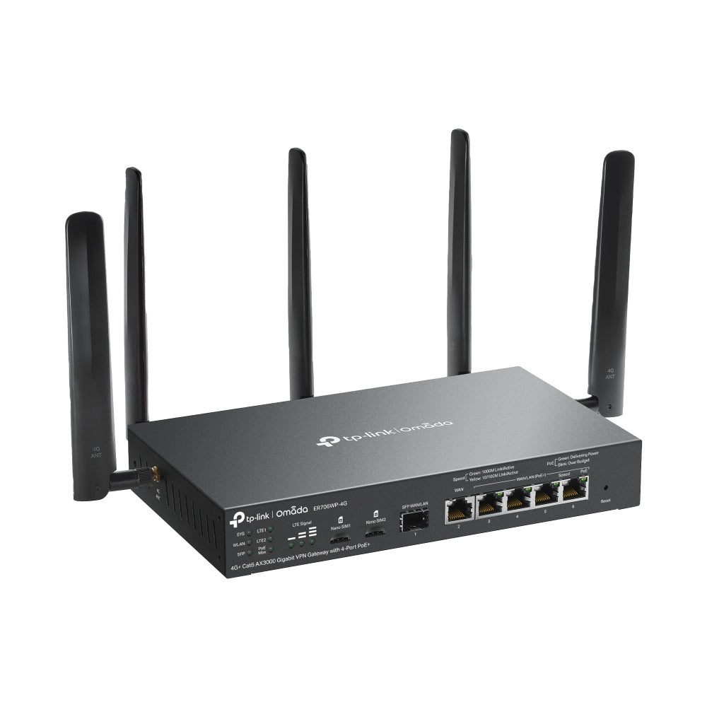 TP-Link Omada 4G+ Cat6 AX3000 Gigabit VPN Gateway with 4-Port PoE+