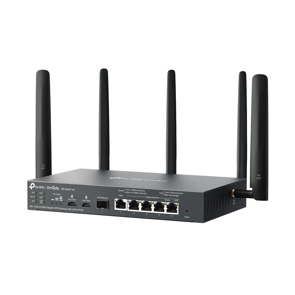TP-Link Omada 4G+ Cat6 AX3000 Gigabit VPN Gateway with 4-Port PoE+