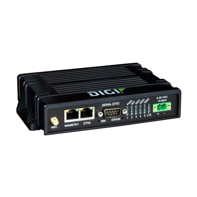 Digi IX20 Ruggedized Dual SIM 4G/LTE Advanced Cellular router with WiFi and GNSS (GLOBAL)
