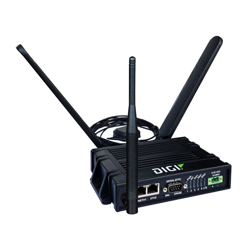 Digi IX20 Ruggedized Dual SIM 4G/LTE Advanced Cellular router with WiFi and GNSS (GLOBAL)