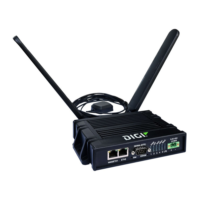 Digi IX20 Ruggedized Dual SIM 4G/LTE Advanced Cellular router with WiFi and GNSS (GLOBAL)