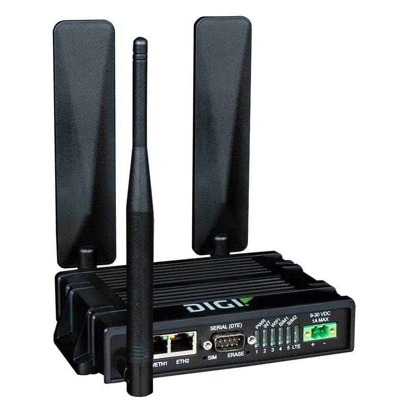 Digi IX20 Ruggedized Dual SIM 4G/LTE Advanced Cellular router with WiFi and GNSS (GLOBAL)
