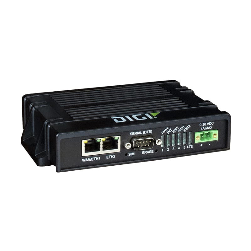 Digi IX20 Ruggedized Dual SIM 4G/LTE Advanced Cellular router with WiFi and GNSS (GLOBAL)