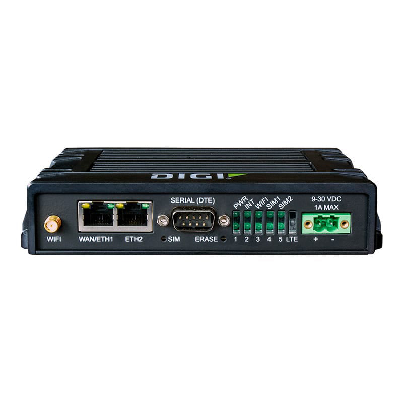 Digi IX20 Ruggedized Dual SIM 4G/LTE Advanced Cellular router with WiFi and GNSS (GLOBAL)