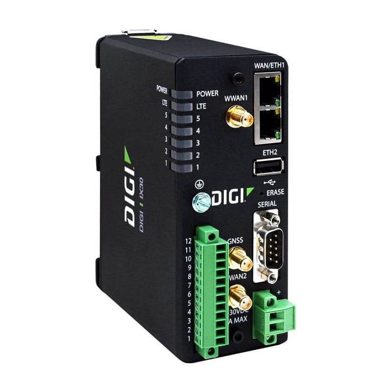 Digi IX30 industrial Dual SIM 4G/LTE Advanced Cellular Router with GNSS