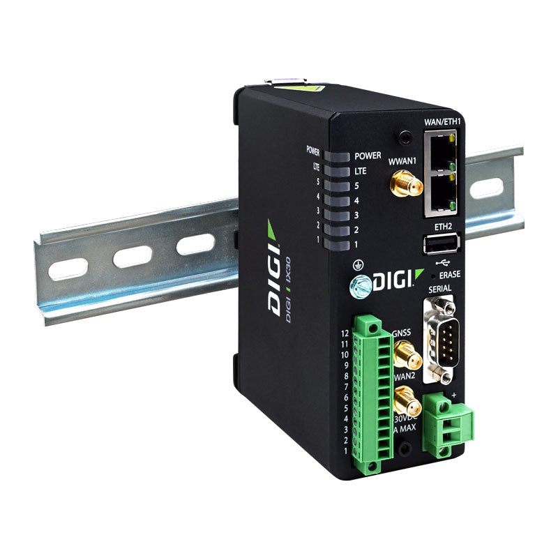 Digi IX30 industrial Dual SIM 4G/LTE Advanced Cellular Router with GNSS