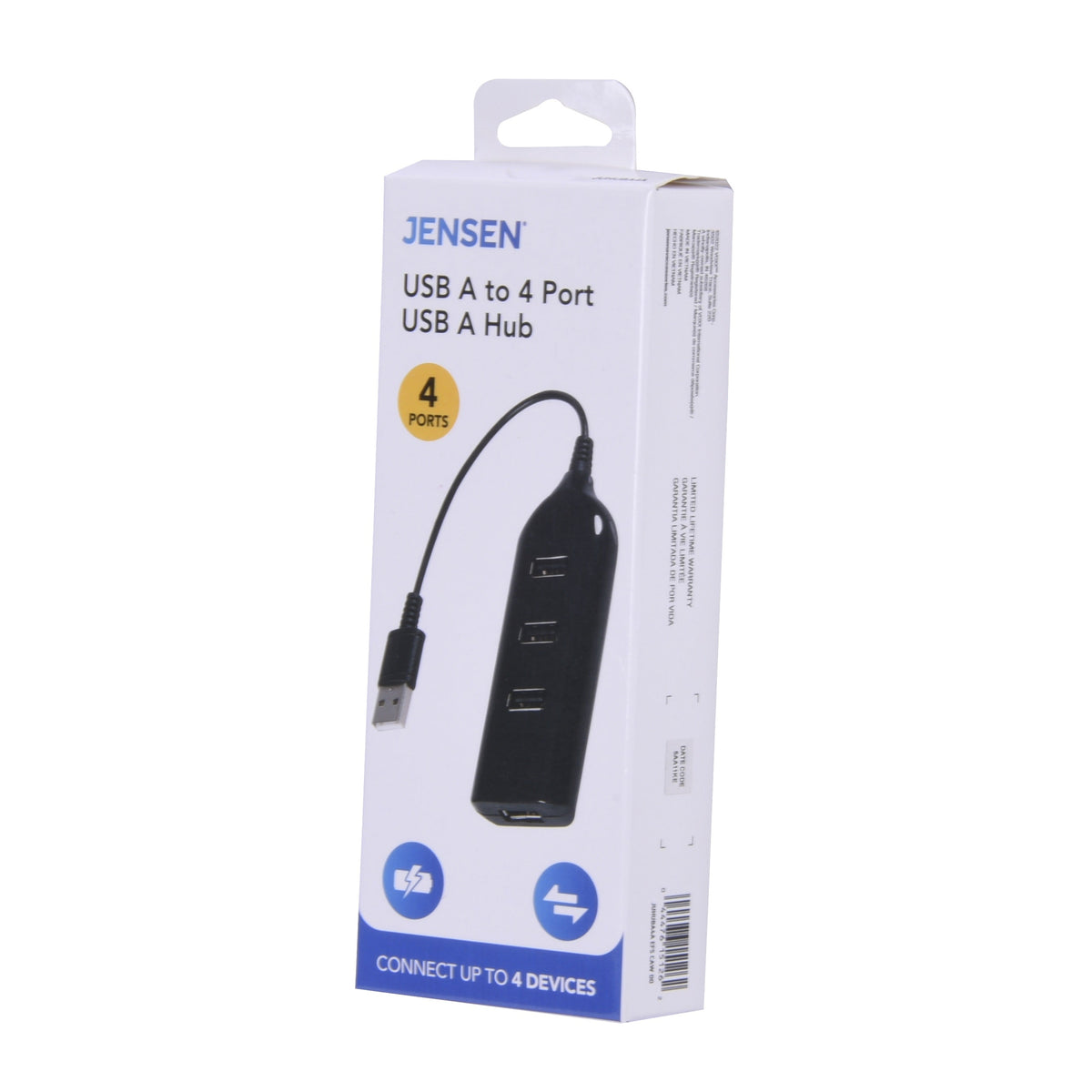 Jensen USB A to 4 Port USB A Hub
