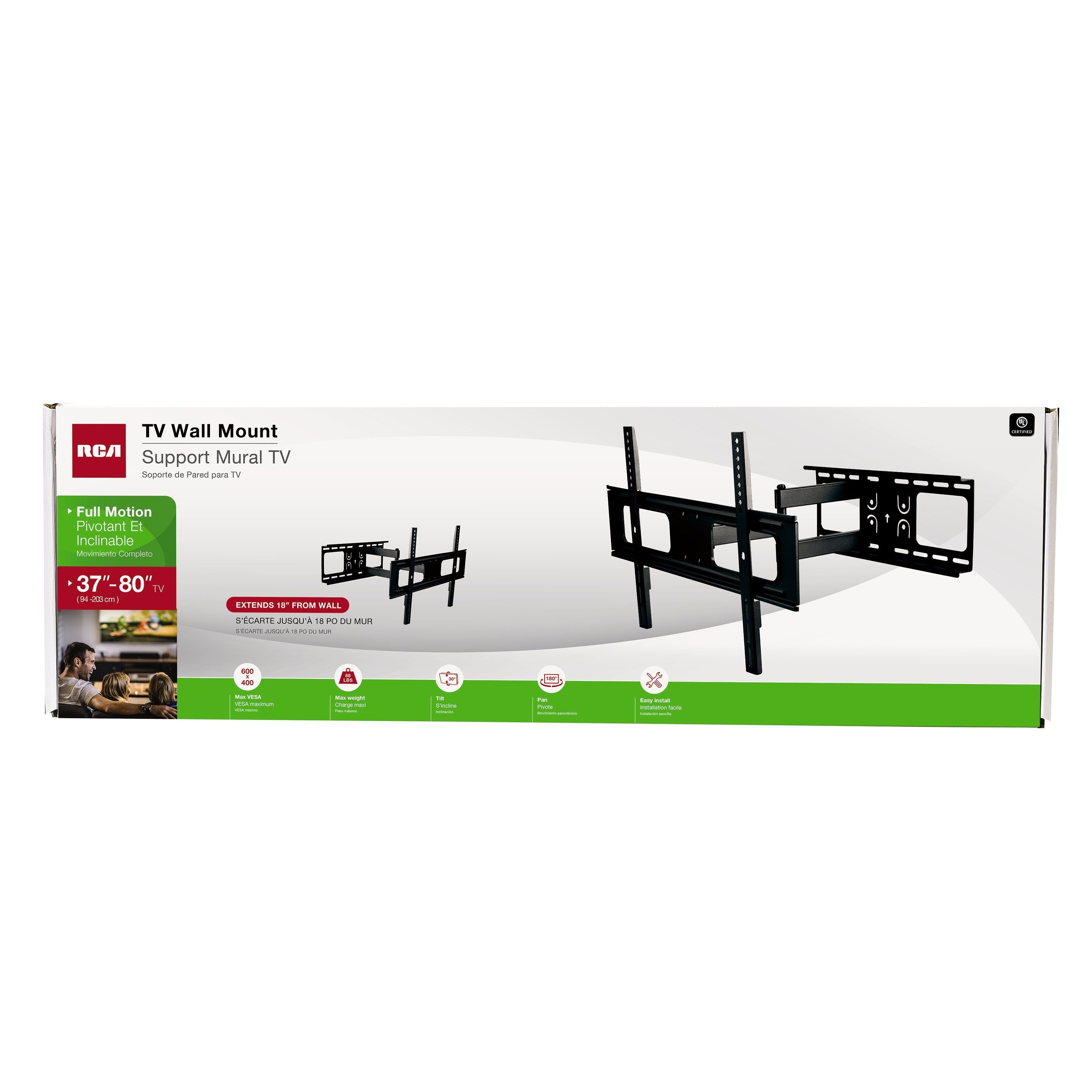 RCA Fixed TV Wall Mount 37-in to 80-in - Black