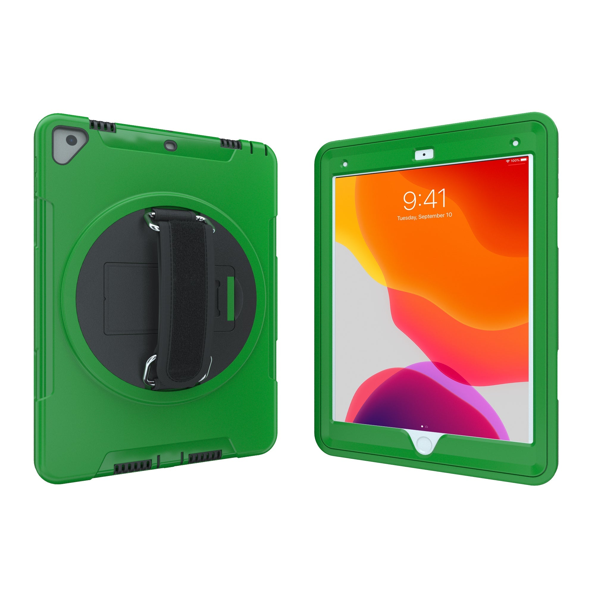 CTA Digital Protective Case with Built-In 360-degree Rotatable Grip Kickstand for iPad 7th and 8th Gen 10.2", iPad Air 3 and iPad Pro 10.5"