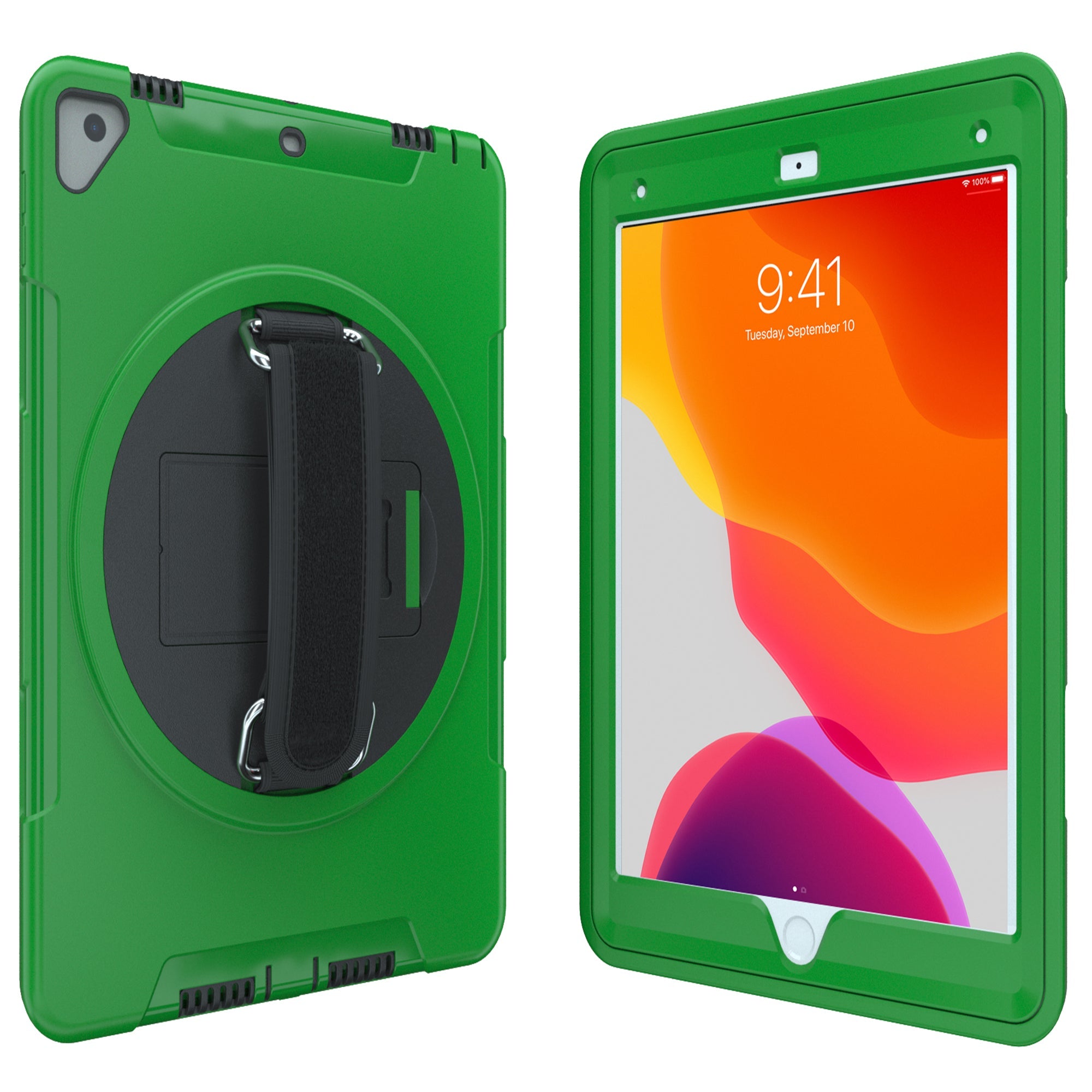 CTA Digital Protective Case with Built-In 360-degree Rotatable Grip Kickstand for iPad 7th and 8th Gen 10.2", iPad Air 3 and iPad Pro 10.5"