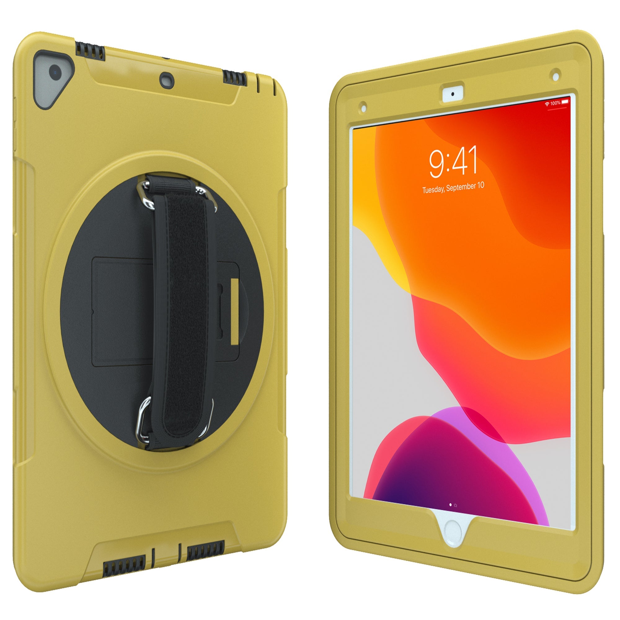 CTA Digital Protective Case with Built-In 360-degree Rotatable Grip Kickstand for iPad 7th and 8th Gen 10.2", iPad Air 3 and iPad Pro 10.5"