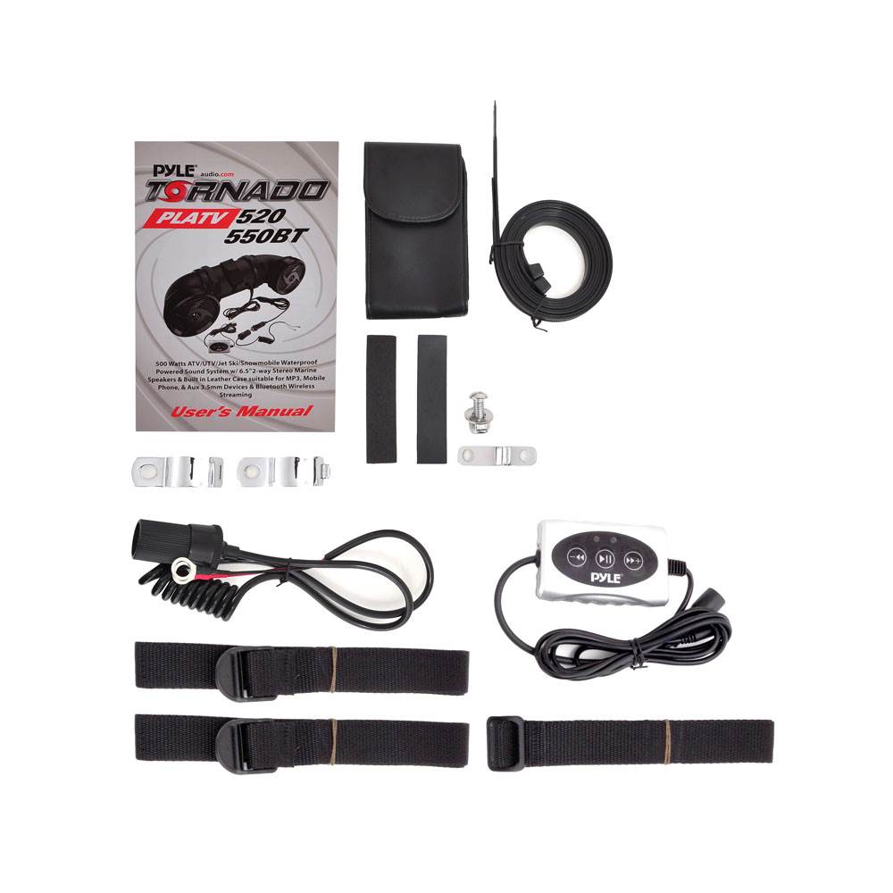 Pyle Tornado 6.5" ATV, UTV, Jet Ski, Snowmobile, Marine 2-way Stereo Amplified Waterproof Dual Speakers with Bluetooth, Aux 3.5mm