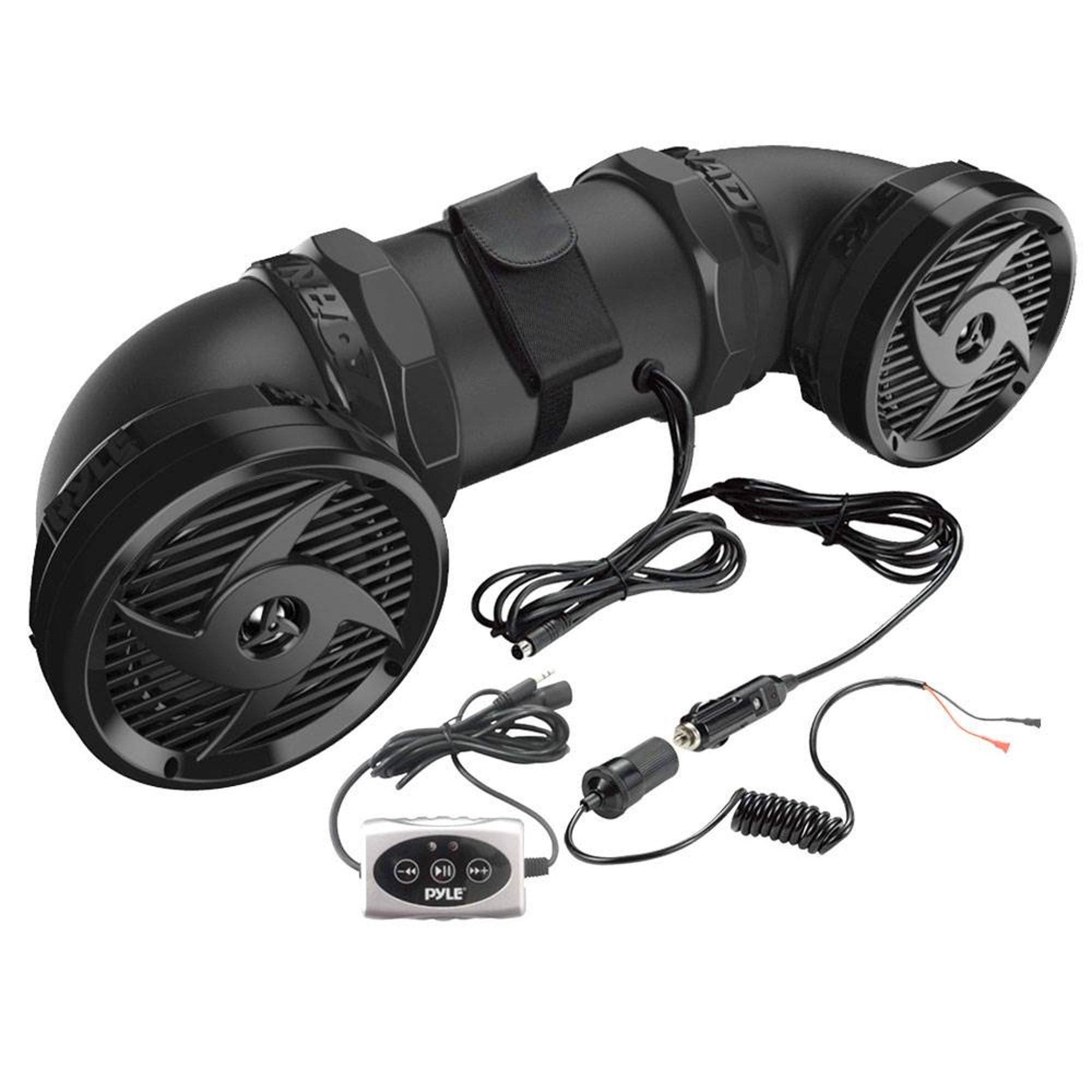 Pyle Tornado 6.5" ATV, UTV, Jet Ski, Snowmobile, Marine 2-way Stereo Amplified Waterproof Dual Speakers with Bluetooth, Aux 3.5mm