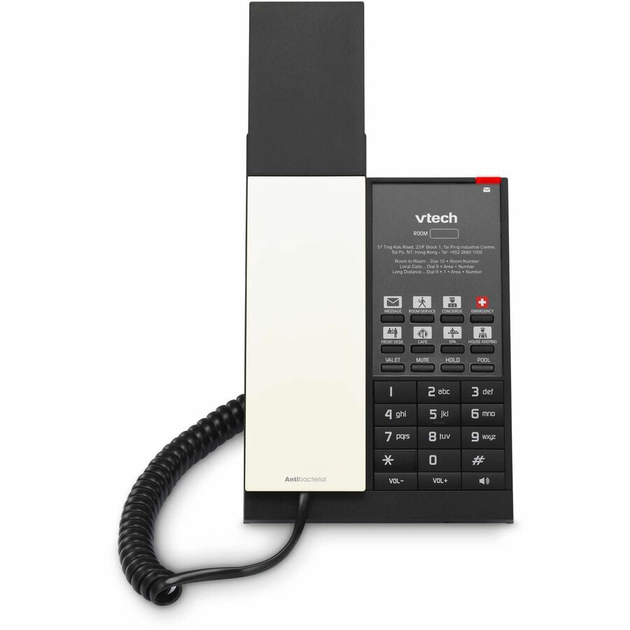 VTECH Hospitality NG-S3211 1-Line SIP Corded Phone, 10 Programmable Speed Dials (2 fixed)- Pearl & Black