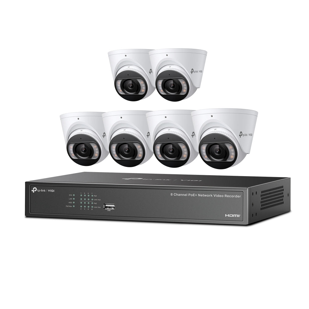 TP-Link VIGI 4MP Full-Color Turret IPC & 8 Channel PoE+ NVR Kit - 2TB HDD