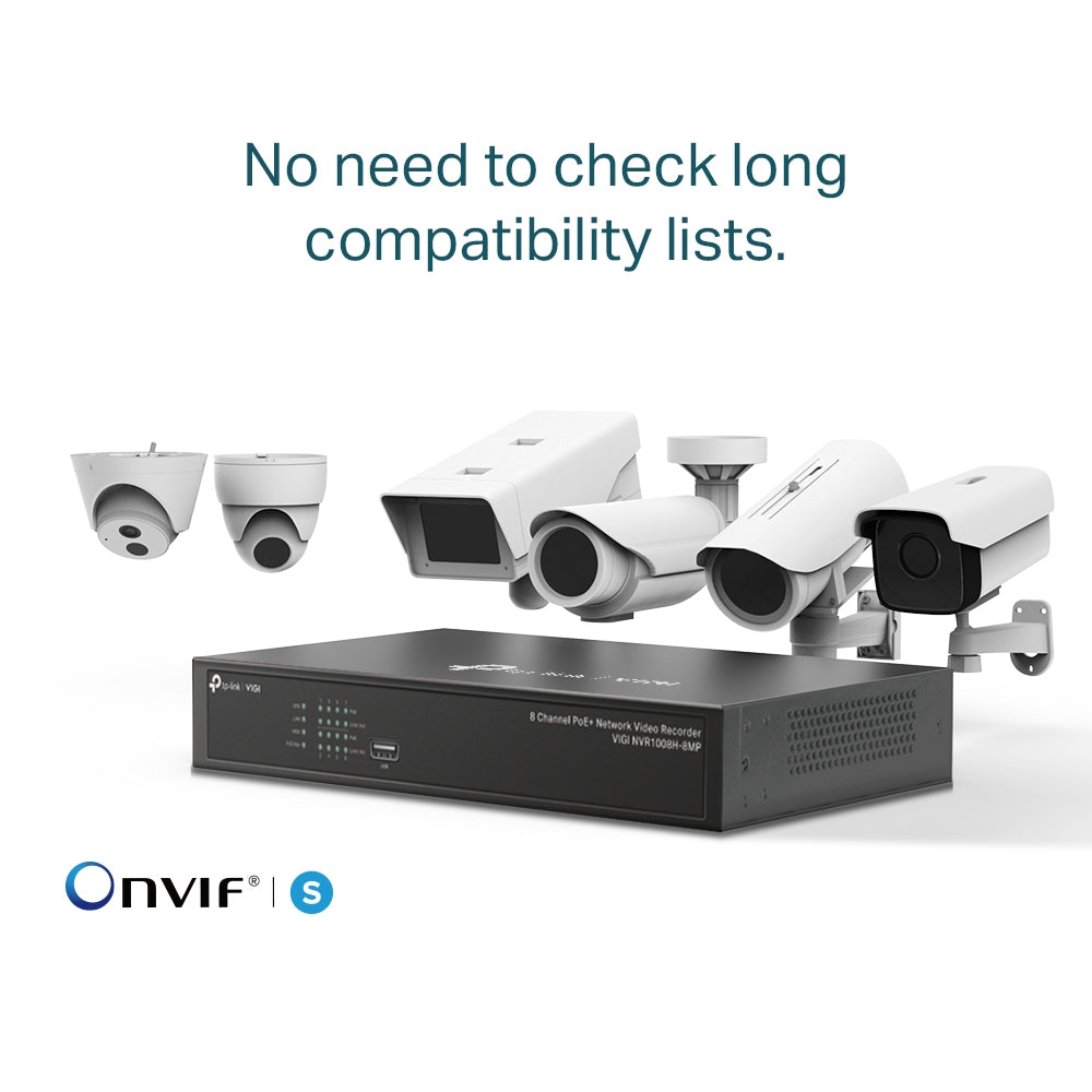 TP-Link VIGI 8 CHPoE+ NVR - 1 SATA - 4K HDMI